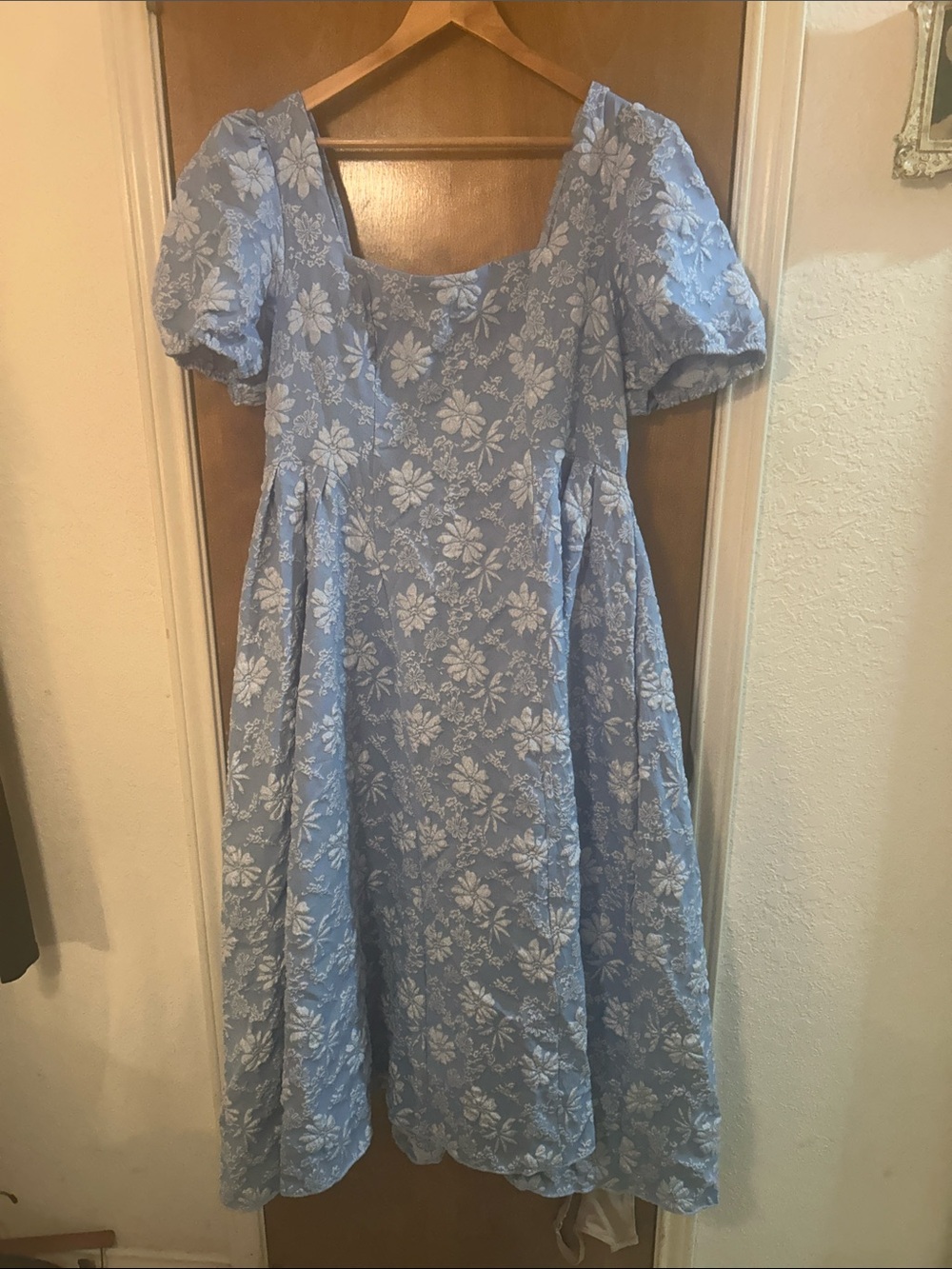 Classic Blue Floral Kids Dress with Puff Sleeves. SHEIN 2X. Like new!